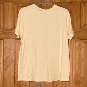 NWOT Basic Editions Vintage 90s Top Short Sleeve Yellow Size L Large